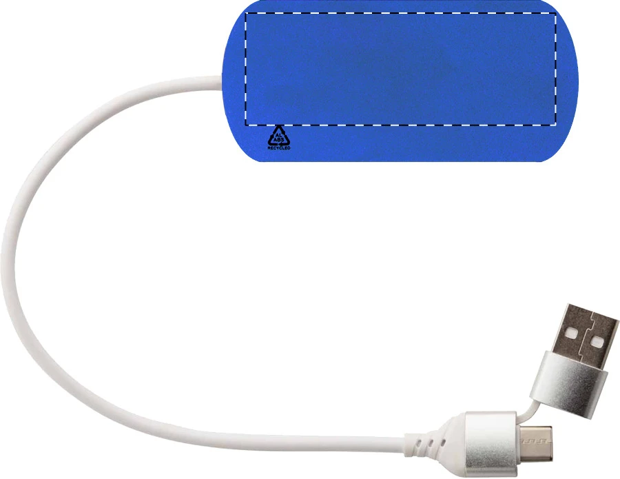 Raluhub USB hub – blue – tlačová plocha – Vrchná časť