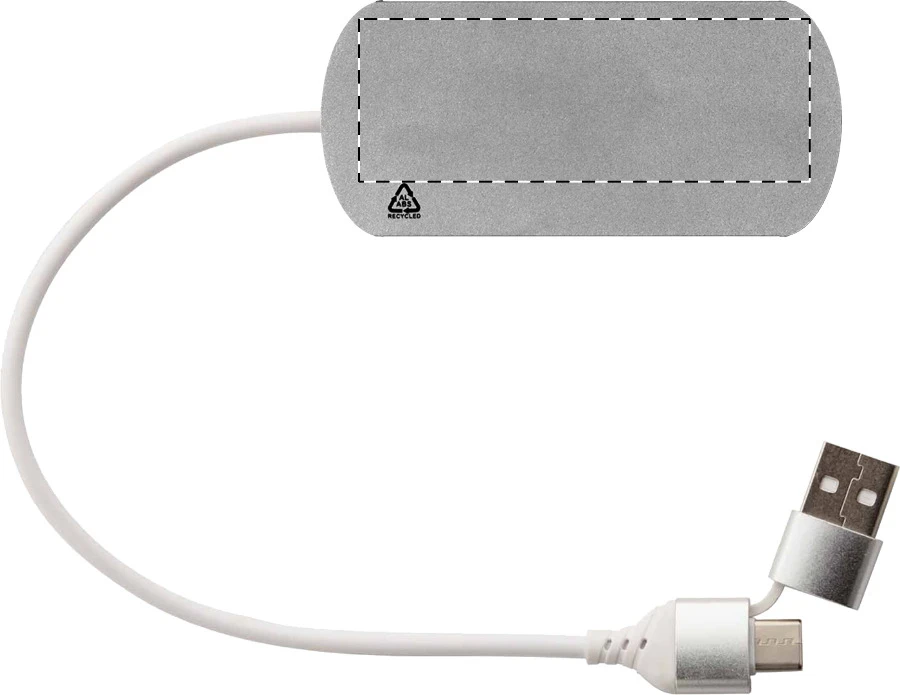 Raluhub USB hub – silver – tlačová plocha – Vrchná časť