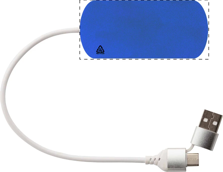 Raluhub USB hub – blue – tlačová plocha – Vrchná - horná časť
