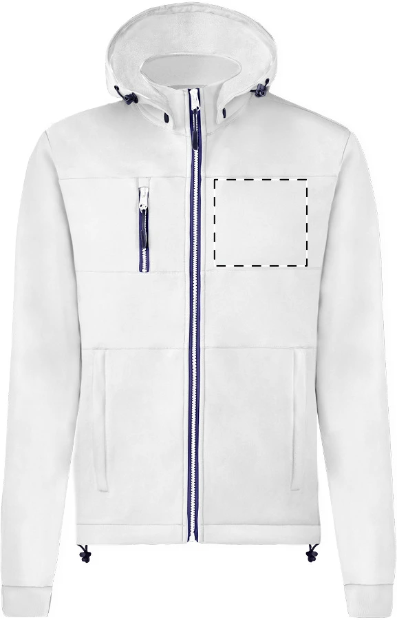 Butron softshellová bunda – white – tlačová plocha – Ľavá hruď