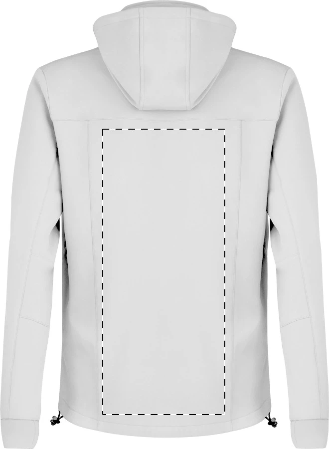 Butron softshellová bunda – white – tlačová plocha – Zadná strana