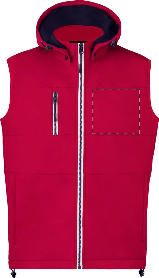 Netly softshellová vesta – red – tlačová plocha – Ľavá hruď
