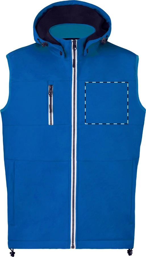 Netly softshellová vesta – blue – tlačová plocha – Ľavá hruď