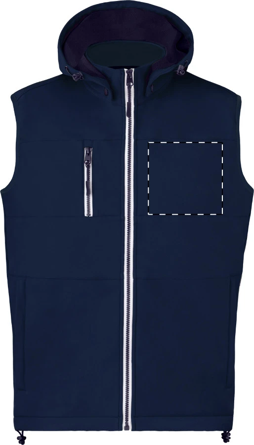 Netly softshellová vesta – dark blue – tlačová plocha – Ľavá hruď