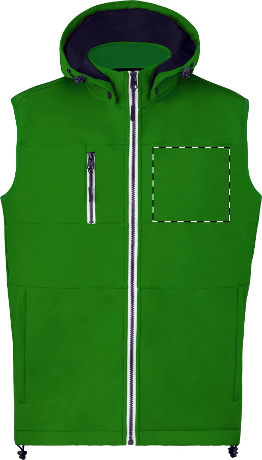 Netly softshellová vesta – green – tlačová plocha – Ľavá hruď