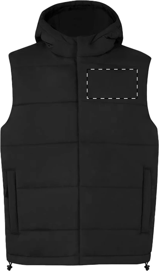 Orint bodywarmer vesta – čierna – tlačová plocha – Ľavá hruď