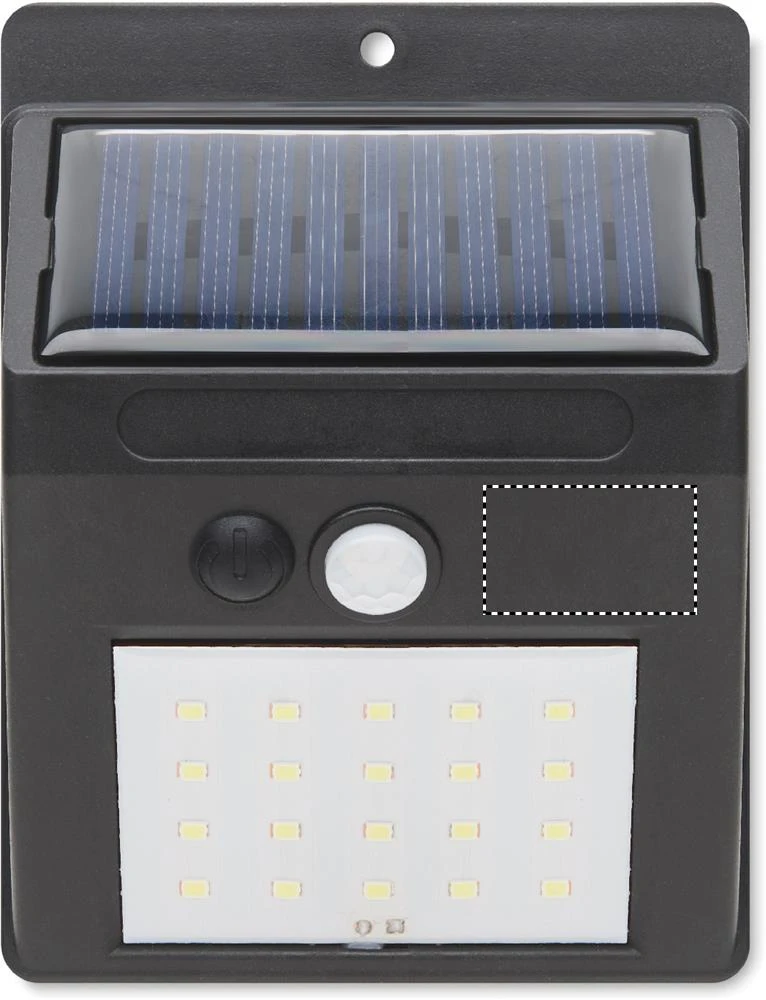 Solárne pohybové LED svetlo – černá – tlačová plocha – Bok 2