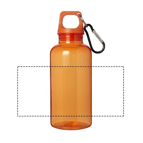 Oregon 400ml fľaša s karabínou z RCS certifikovaného recyklovaného plastu – oranžová – tlačová plocha – Po obvode