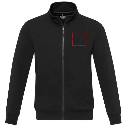 Galena unisex recyklovaný celorozopínací sveter - Elevate – černá – tlačová plocha – Ľavá strana hrude