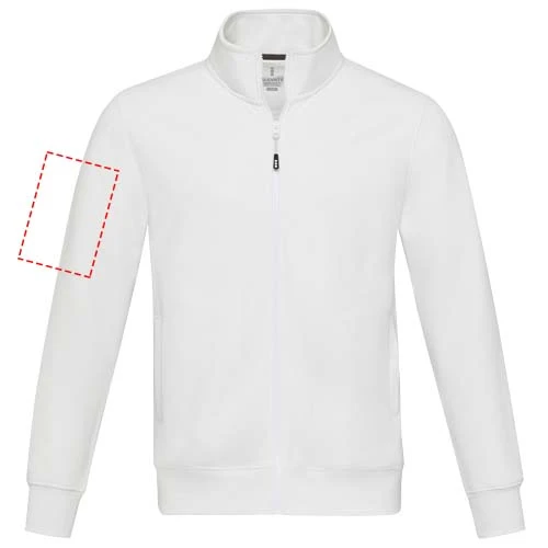 Galena unisex recyklovaný celorozopínací sveter - Elevate – bílá – tlačová plocha – Pravý biceps