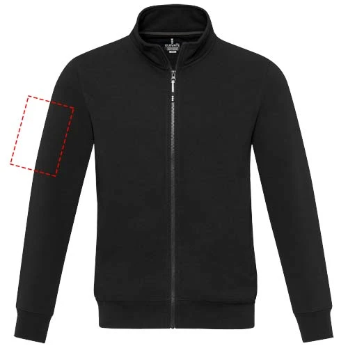 Galena unisex recyklovaný celorozopínací sveter - Elevate – černá – tlačová plocha – Pravý biceps
