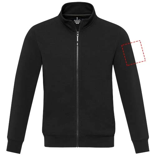 Galena unisex recyklovaný celorozopínací sveter - Elevate – černá – tlačová plocha – Ľavý biceps
