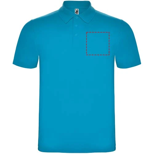 Austral unisex polokošeľa s krátkym rukávom - Roly – tyrkysová – tlačová plocha – Ľavá strana hrude
