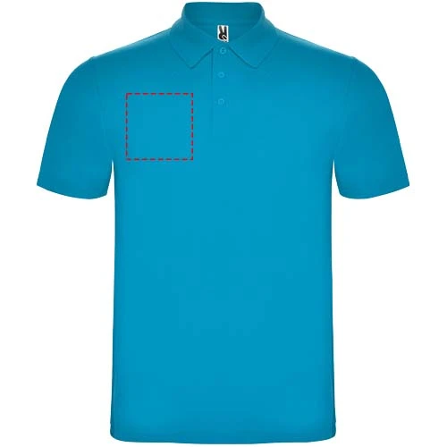 Austral unisex polokošeľa s krátkym rukávom - Roly – tyrkysová – tlačová plocha – Pravá strana hrude