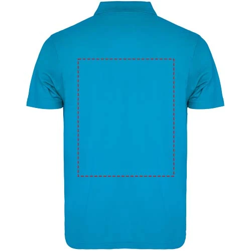 Austral unisex polokošeľa s krátkym rukávom - Roly – tyrkysová – tlačová plocha – Horná časť chrbta