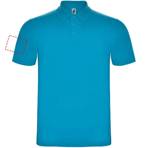 Austral unisex polokošeľa s krátkym rukávom - Roly – tyrkysová – tlačová plocha – Pravý biceps