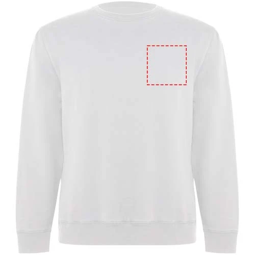 Batian unisex sveter s výstrihom crewneck - Roly – bílá – tlačová plocha – Ľavá strana hrude