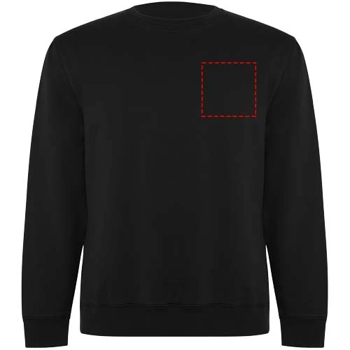 Batian unisex sveter s výstrihom crewneck - Roly – černá – tlačová plocha – Ľavá strana hrude