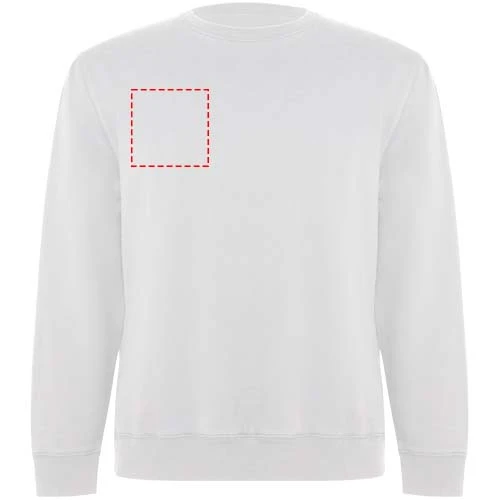 Batian unisex sveter s výstrihom crewneck - Roly – bílá – tlačová plocha – Pravá strana hrude