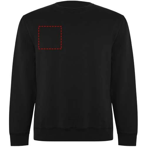 Batian unisex sveter s výstrihom crewneck - Roly – černá – tlačová plocha – Pravá strana hrude