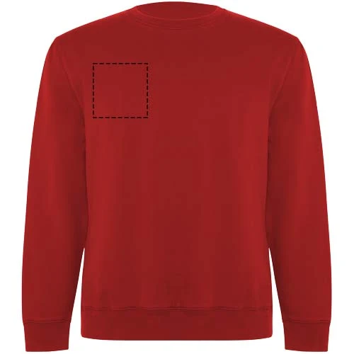 Batian unisex sveter s výstrihom crewneck - Roly – červená – tlačová plocha – Pravá strana hrude