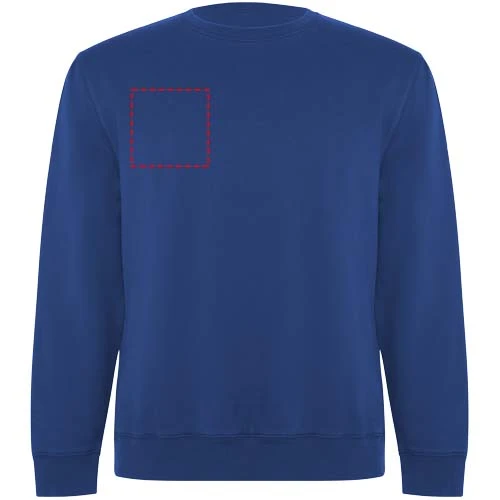 Batian unisex sveter s výstrihom crewneck - Roly – kráľovská modrá – tlačová plocha – Pravá strana hrude