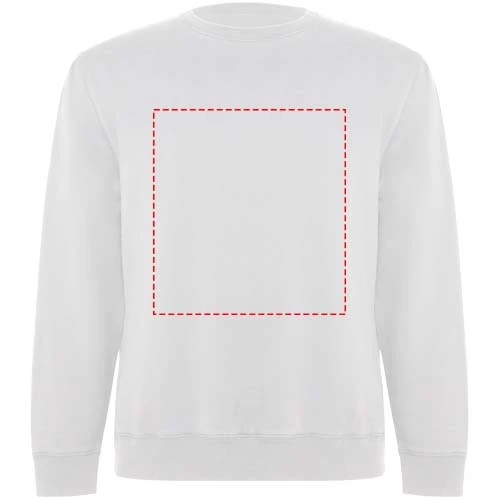 Batian unisex sveter s výstrihom crewneck - Roly – bílá – tlačová plocha – Celá predná strana