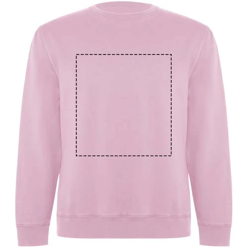 Batian unisex sveter s výstrihom crewneck - Roly – světle růžová – tlačová plocha – Celá predná strana