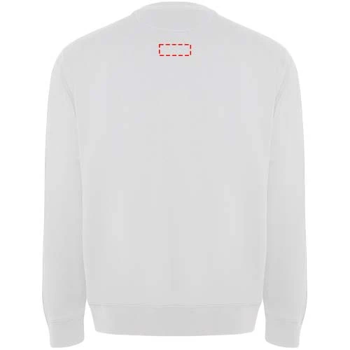 Batian unisex sveter s výstrihom crewneck - Roly – bílá – tlačová plocha – Horná časť chrbta