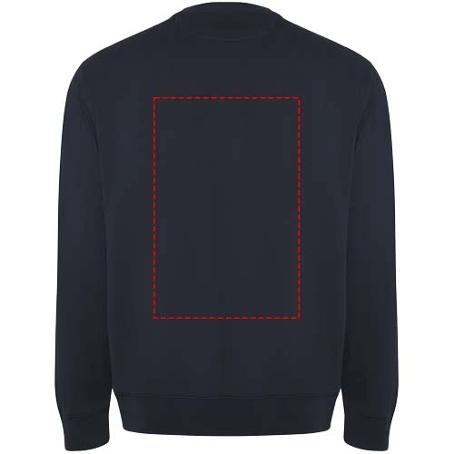 Batian unisex sveter s výstrihom crewneck - Roly – námornícka modrá – tlačová plocha – Horná časť chrbta