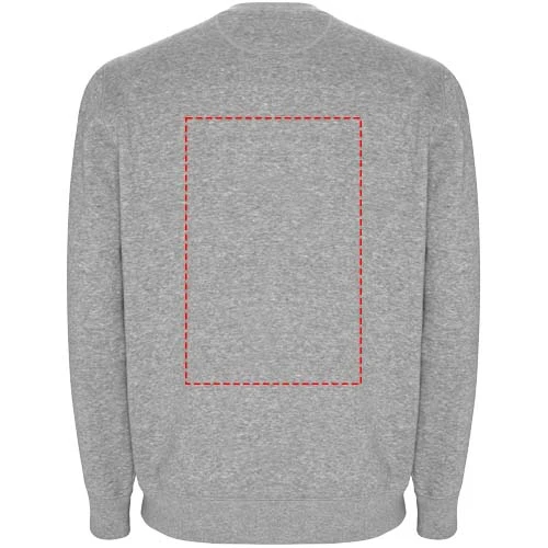 Batian unisex sveter s výstrihom crewneck - Roly – melírovaná šedá – tlačová plocha – Horná časť chrbta