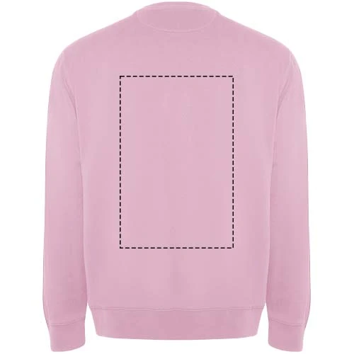 Batian unisex sveter s výstrihom crewneck - Roly – světle růžová – tlačová plocha – Horná časť chrbta