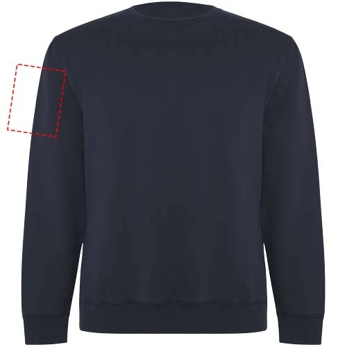 Batian unisex sveter s výstrihom crewneck - Roly – námornícka modrá – tlačová plocha – Pravý biceps