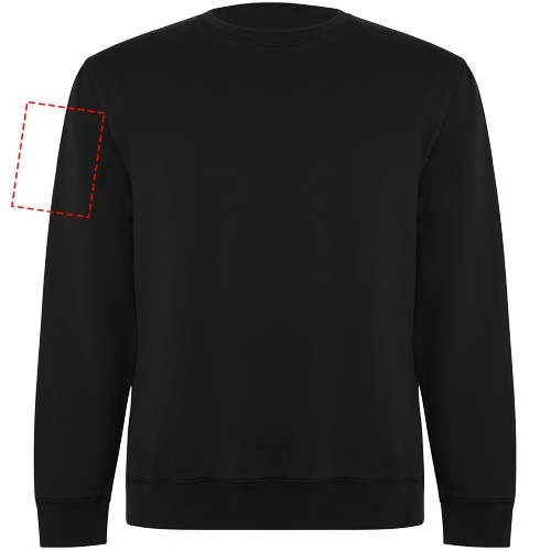 Batian unisex sveter s výstrihom crewneck - Roly – černá – tlačová plocha – Pravý biceps