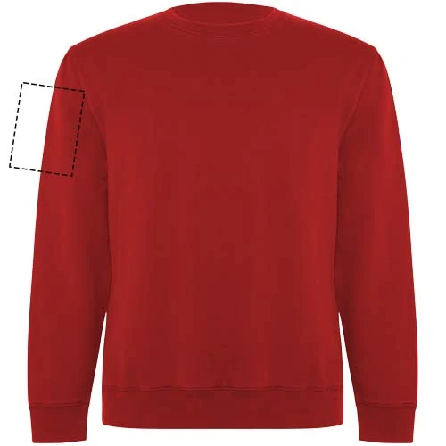 Batian unisex sveter s výstrihom crewneck - Roly – červená – tlačová plocha – Pravý biceps