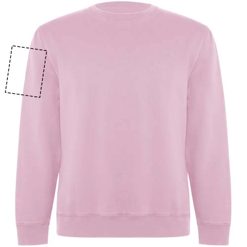 Batian unisex sveter s výstrihom crewneck - Roly – světle růžová – tlačová plocha – Pravý biceps