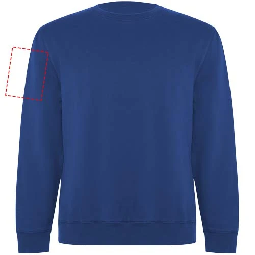 Batian unisex sveter s výstrihom crewneck - Roly – kráľovská modrá – tlačová plocha – Pravý biceps