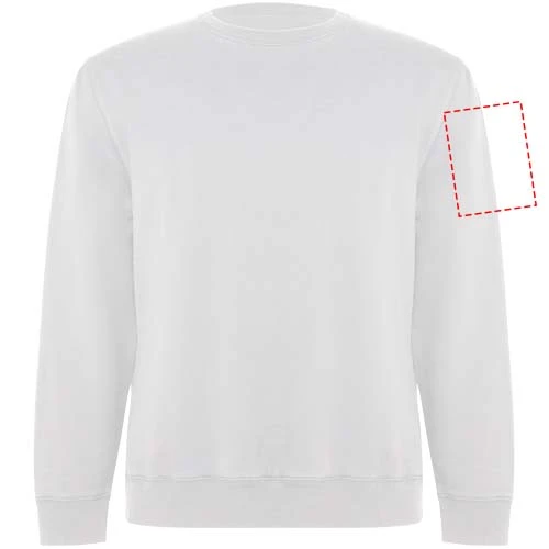 Batian unisex sveter s výstrihom crewneck - Roly – bílá – tlačová plocha – Ľavý biceps