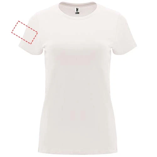 Capri dámske tričko s krátkym rukávom - Roly – vintage bílá – tlačová plocha – Pravý biceps