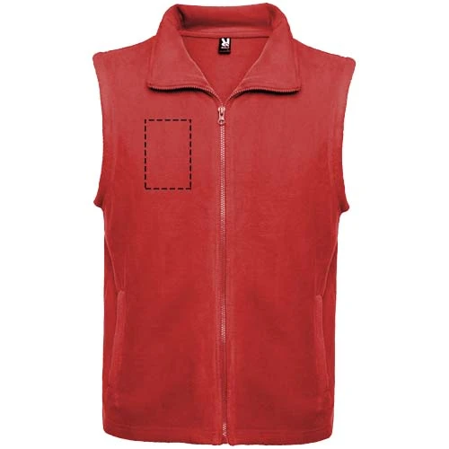 Bellagio unisex fleecová vesta - Roly – červená – tlačová plocha – Pravá strana hrude