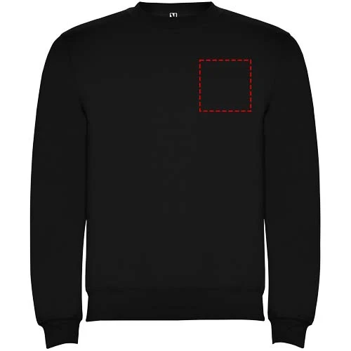 Clasica unisex sveter s výstrihom crewneck - Roly – černá – tlačová plocha – Ľavá strana hrude