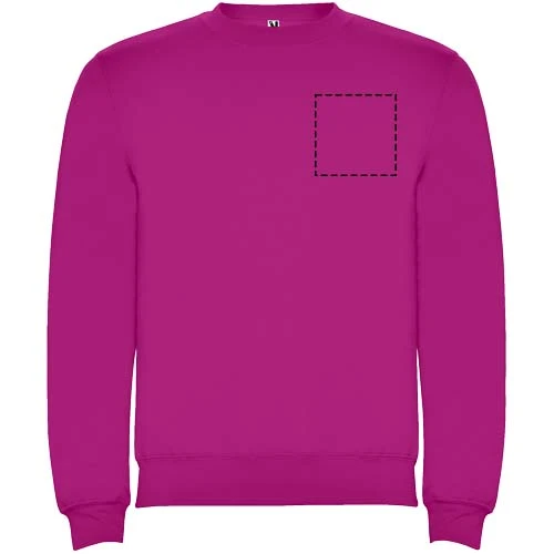 Clasica unisex sveter s výstrihom crewneck - Roly – růžičková – tlačová plocha – Ľavá strana hrude