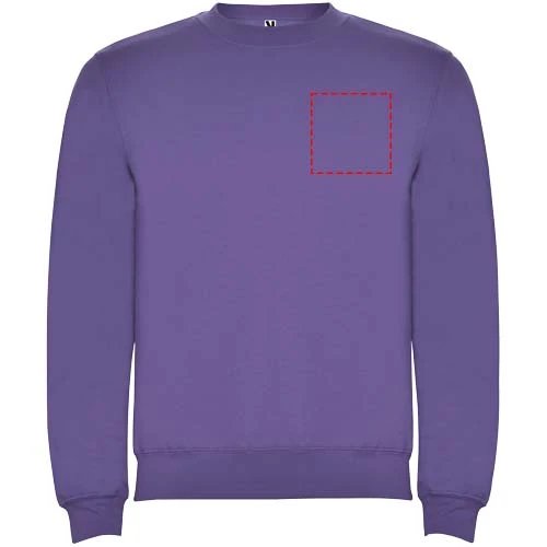 Clasica unisex sveter s výstrihom crewneck - Roly – irská fialová – tlačová plocha – Ľavá strana hrude