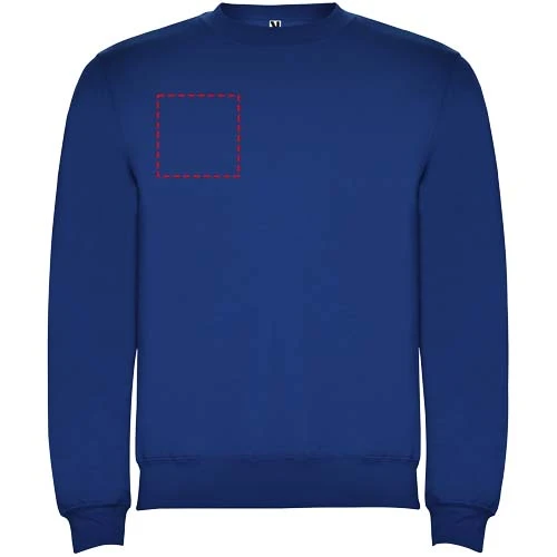 Clasica unisex sveter s výstrihom crewneck - Roly – kráľovská modrá – tlačová plocha – Pravá strana hrude