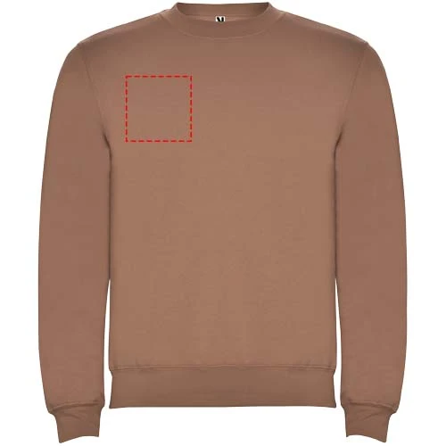 Clasica unisex sveter s výstrihom crewneck - Roly – moka – tlačová plocha – Pravá strana hrude