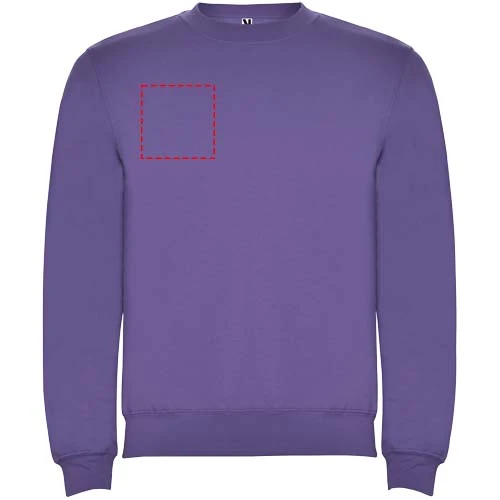 Clasica unisex sveter s výstrihom crewneck - Roly – irská fialová – tlačová plocha – Pravá strana hrude