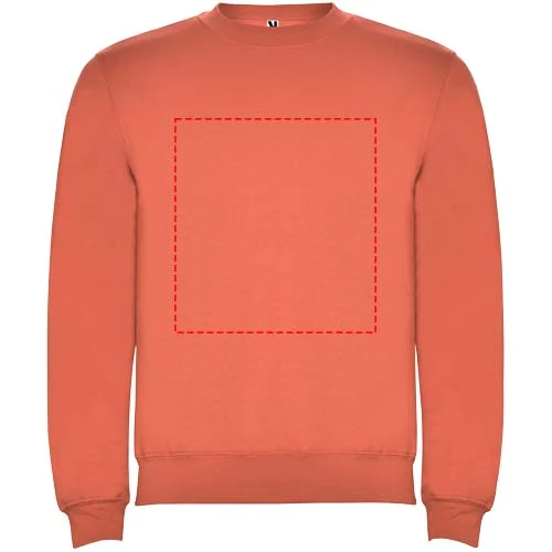 Clasica unisex sveter s výstrihom crewneck - Roly – korálová – tlačová plocha – Celá predná strana