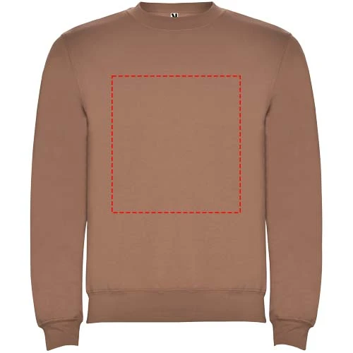 Clasica unisex sveter s výstrihom crewneck - Roly – moka – tlačová plocha – Celá predná strana
