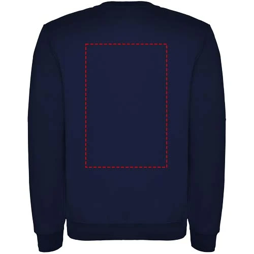Clasica unisex sveter s výstrihom crewneck - Roly – námornícka modrá – tlačová plocha – Horná časť chrbta