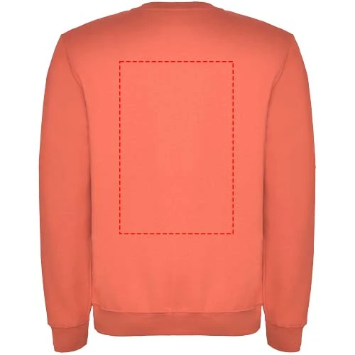 Clasica unisex sveter s výstrihom crewneck - Roly – korálová – tlačová plocha – Horná časť chrbta